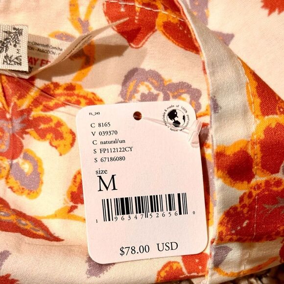 Free People Small convertable bandeau orange & white floral new with tags - Picture 14 of 14